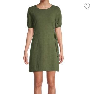 Madewell crosshatch puff sleeve wrap effect dress